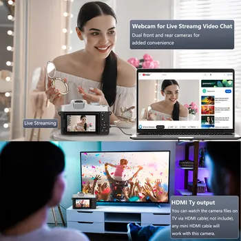 75MP Digital Camera for Photography & Video, 4K VloggingCamera with 3inch Touch Flip Screen &18X Digital Zoom, AutofocusCompact 2