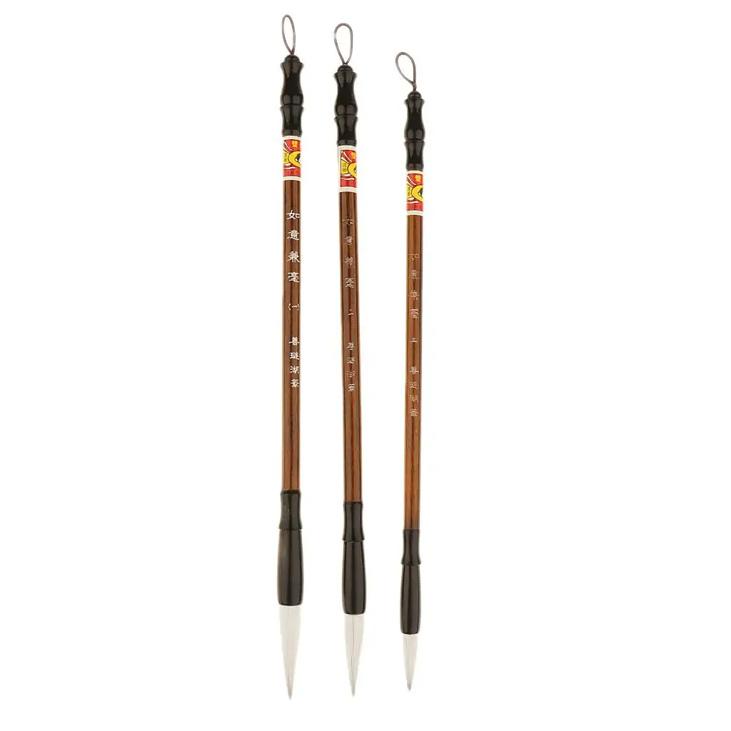 Pack of 3 Professional Chinese Calligraphy Kanji Japanese Sumi Drawing Brush Large, Small, Medium Size Pack of 3 Professional Chinese Calligraphy Kanji Japanese Sumi Drawing Brush Large, Small, Medium Size