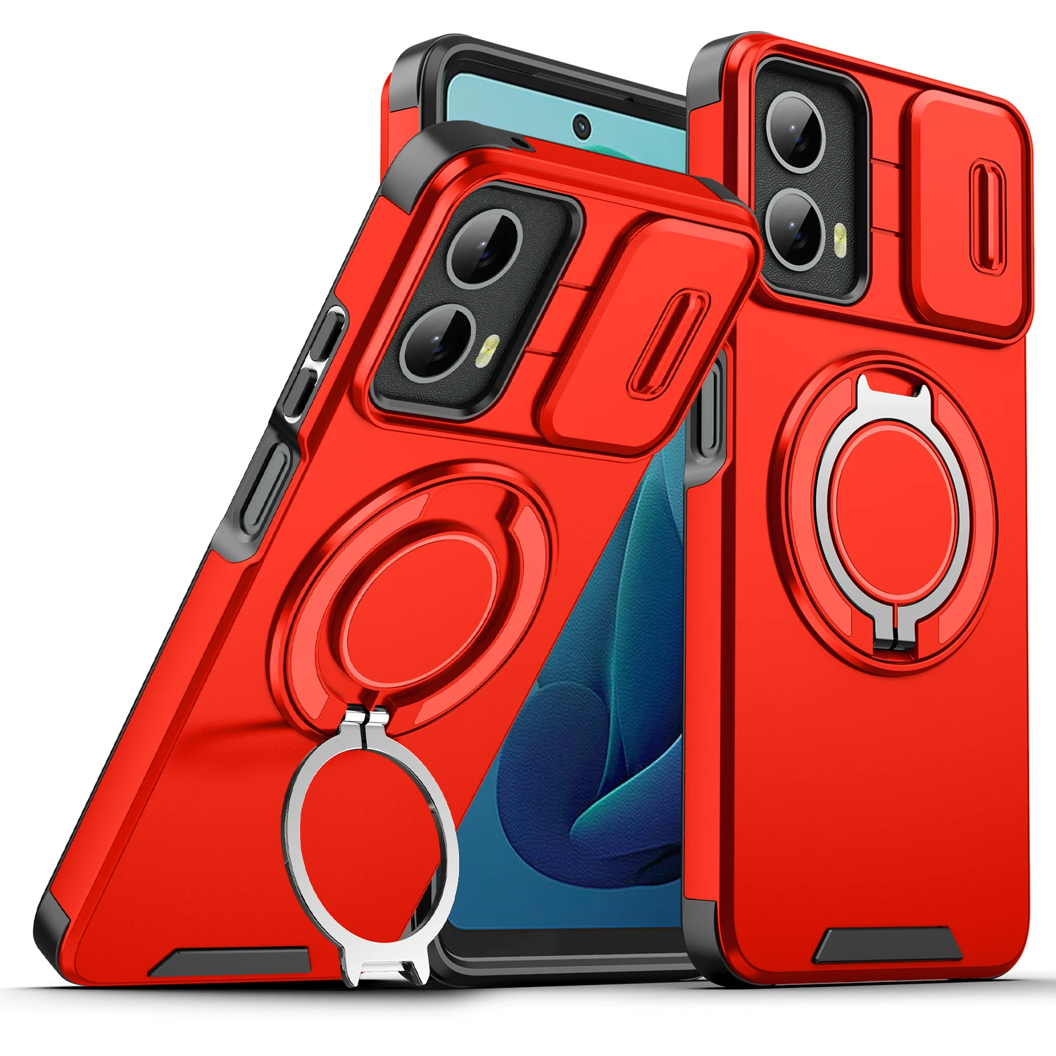 Luxury Armor Phone Case with Magnetic Bracket & Lens Protection - Shockproof Cover