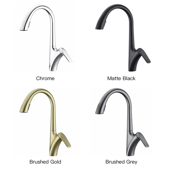 ก๊อกน้ำสำหรับห้องครัวทองเหลืองสีทองลายขนแปรงสุดหรูมีดีไซน์แบบดึงออกได้มือจับเดี่ยวแบบเย็นและร้อน2ฟังก์ชัน 6