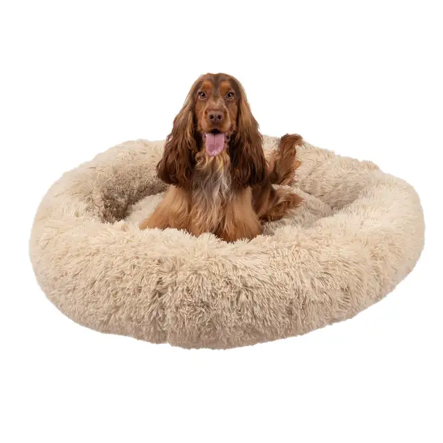 Orthopedic Donut Dog Bed - Calming Anti-Anxiety Pet Sofa Lounger, Washable for Small Large Dogs Cats, Comfortable Memory  Mat 4
