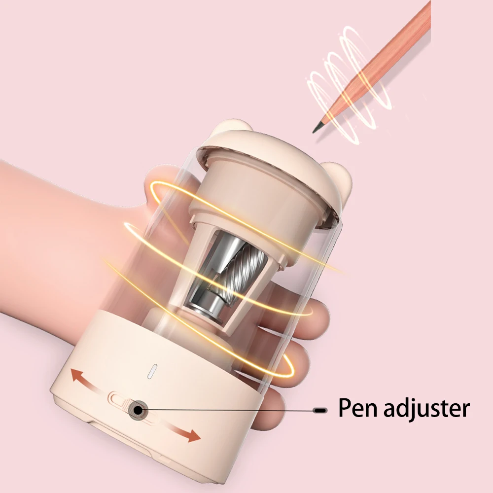 휴대용 자동 전기 연필 샤프너, 충전식 샤프너, 6.5mm-8mm 연필용 빠른 샤프닝, 학생 학용품