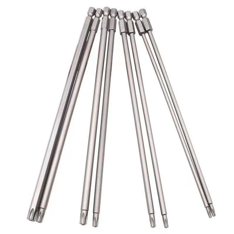 50mm-200mm Lengthening Torx Screwdriver Bit 1/4\'\' Hex Shank High Torque Magnetic 6 Point Star Head Screwdriver Set With Hole
