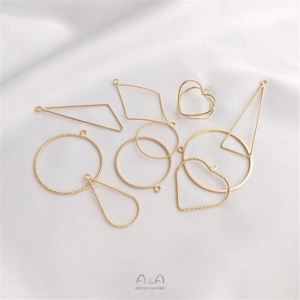 

14K Gold with Hanging Geometric Frame Pendant Round Teardrop Triangle Heart Diy Handmade Earrings Pendant Accessories A500