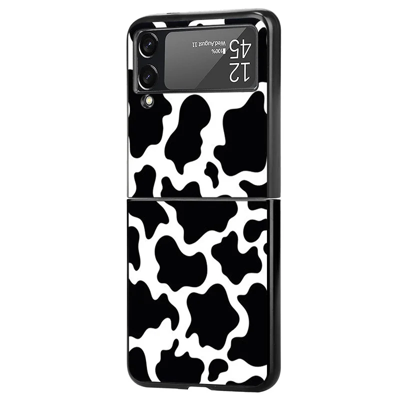 Étui rigide de haute qualité pour Samsung Z Flip6, Flip5, Flip4, Flip3, 5G, housse de téléphone simple, blanc, noir, vache, Galaxy ZFlip 6, 5 – Image 2
