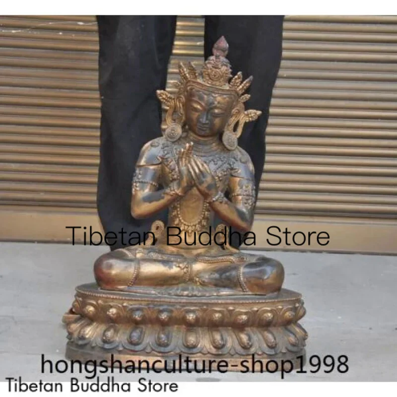 

20'' old Tibetan Buddhism temple bronze Gilt Tara Kwan-yin Goddess Buddha Statue