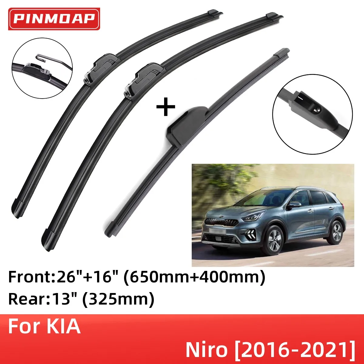 ForKIANiro20162021FrontRearWiperBladesBrushesCutter