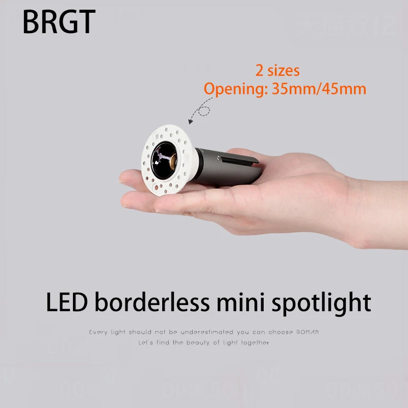 BRGT-Led-Mini-Spotlights-Borderless-Downlight-Adjustable-Angle-Ceiling ...