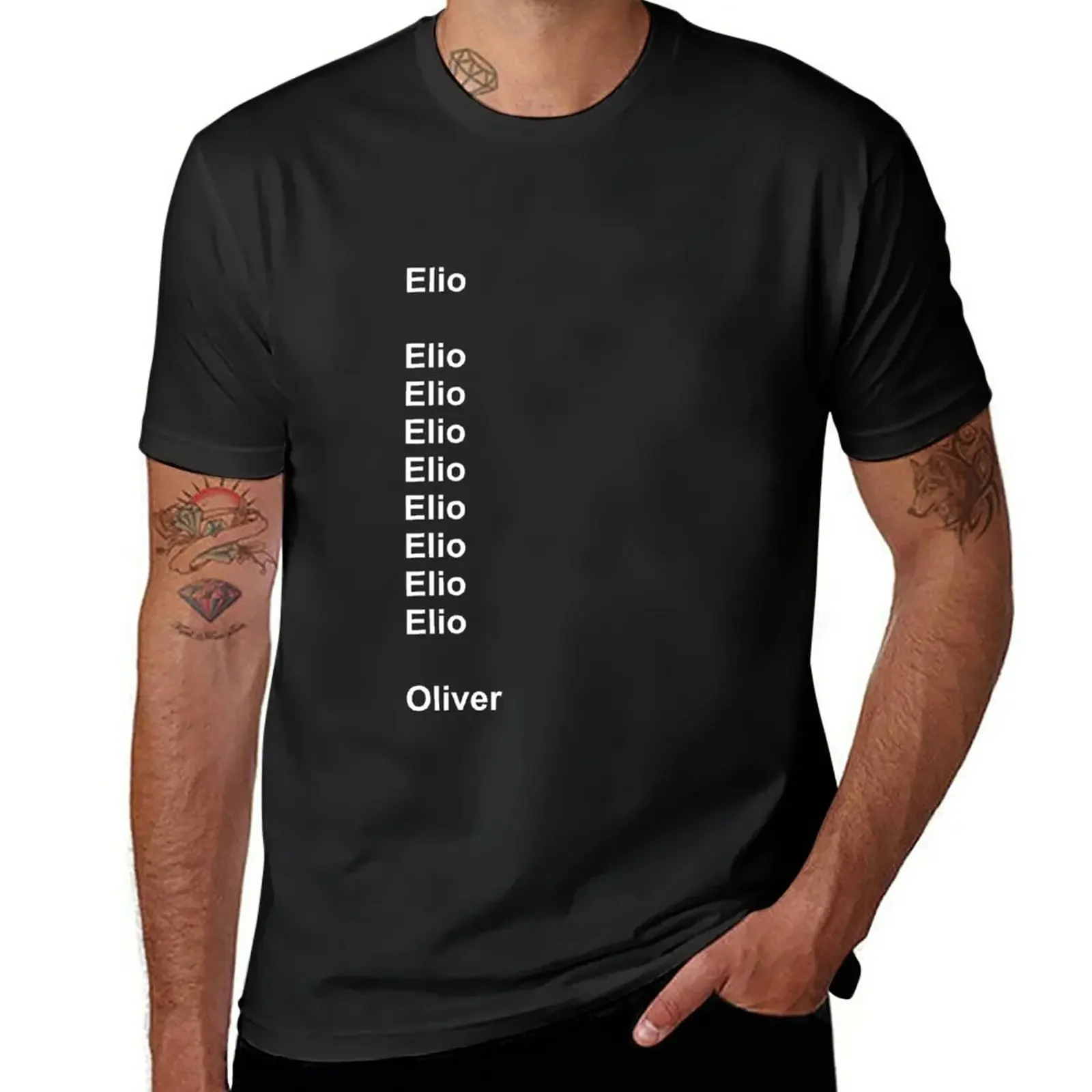 Elio E Oliver - White Font T-Shirt Cute Tops Heavyweights Sports Fans Magliette Da Uomo Champion