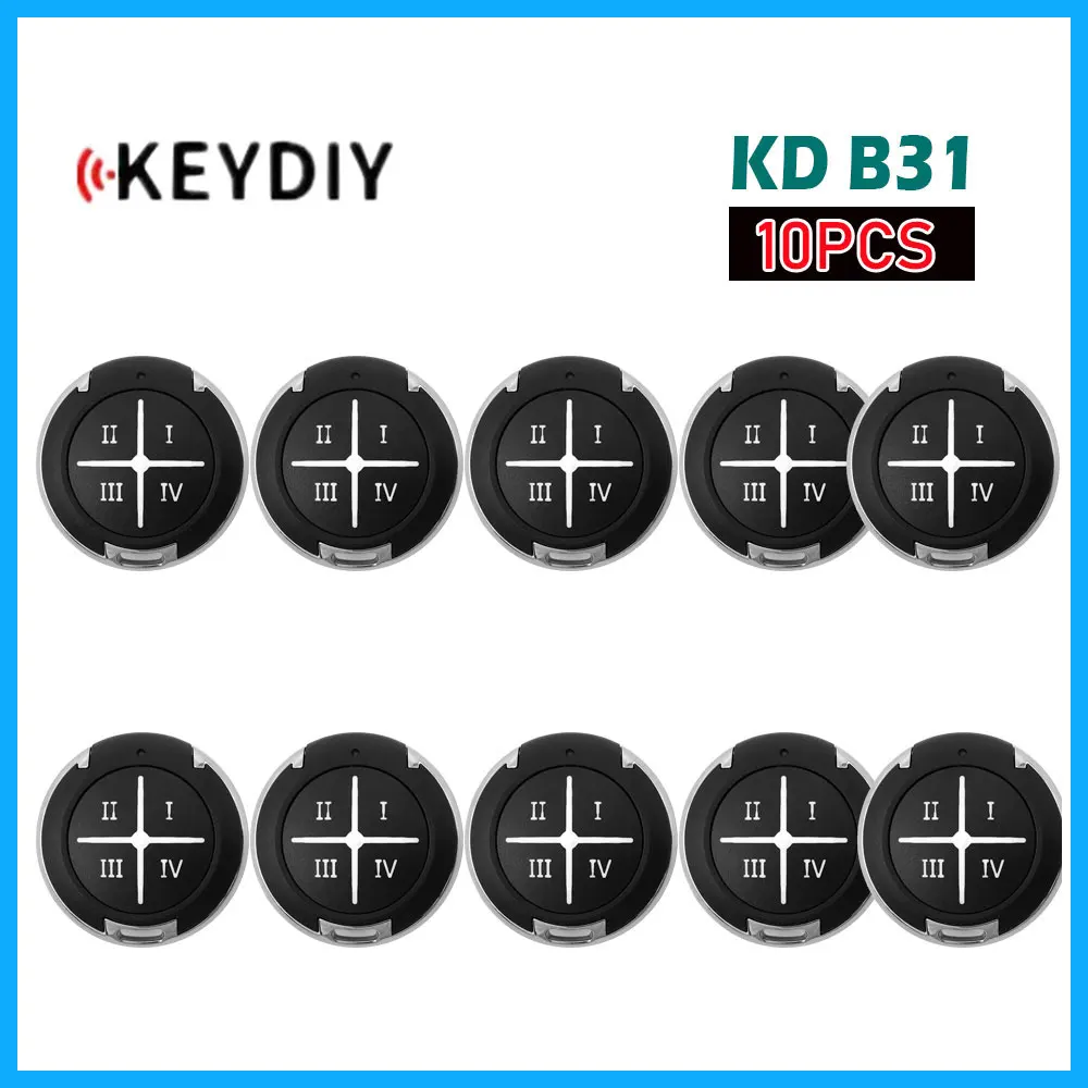

Пульт дистанционного управления для гаражной двери KEYDIY KD B31, 10 шт., 4 кнопки, пульт дистанционного управления для автомобиля, брелок для модели KD900, URG200, KD B Series, универсальный пульт дистанционного управления
