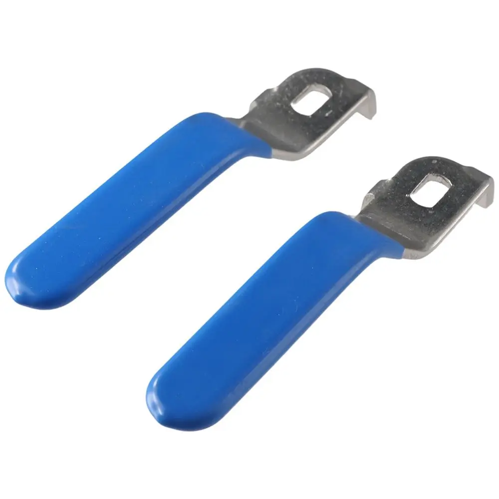 Lever Handle Iron Chrome Plated Replacement Quarter Turn with Plastic Grip Blue for DN25 Ball Valve 2Pcs