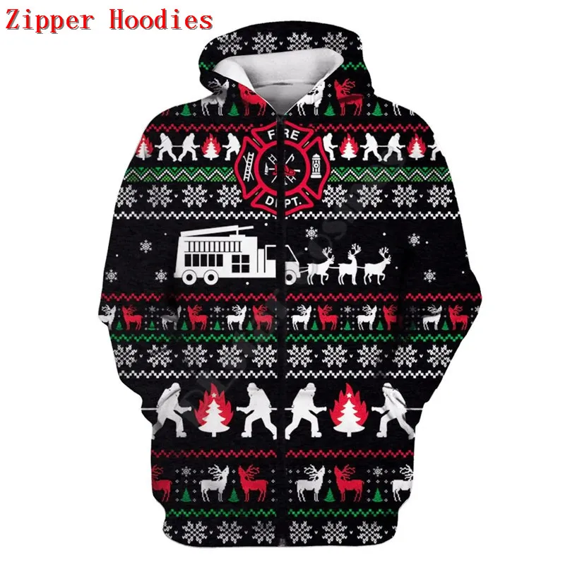Firefighter Merry Christmas 3D Printed Hoodies Streetwear Women For Men Sweater/Sweatshirt/Zipper Hoodies
