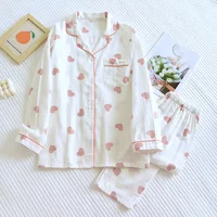 New Spring and Autumn Pajama Set Women's 100% Cotton Long Sleeve Pants Two Piece Love Lovely Sweet Home Furnishing Set - Image 2