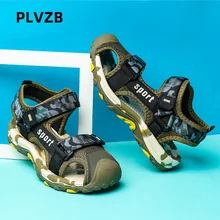 

PLVZB Summer New Children's Sandals Protection Toe Anti-collision Boys Sandals Soft And Comfortable Kids Outdoor Sports Shoes