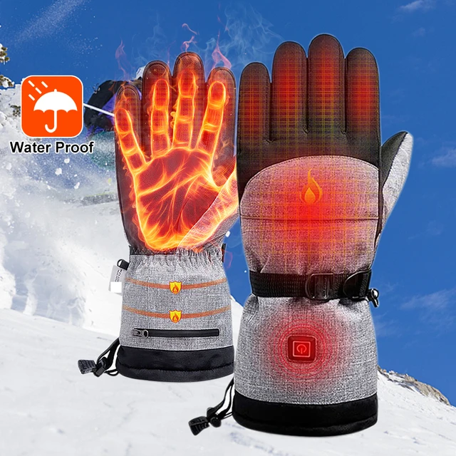 Téli Fűtött Kesztyű Elektromos Vízálló Kerékpározás Szélálló Érintőképernyő Guantes Ski Luvas Férfiaknak Nők 2022