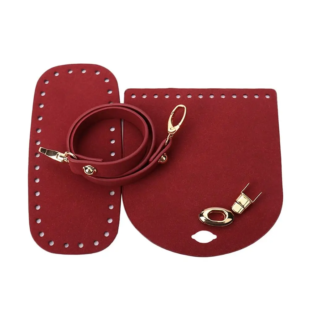 Uxcell A23032100ux0873 - Kit De Fabricación De Bolsos De Cuero Sintético, 5 Piezas, Bolsa De Piel Sintética, Parte Inferior, Correa Para El Hombro, Cubierta De Solapa, Cordón Para Hacer Manualidades