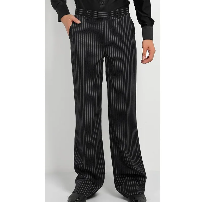 Men's Boys Dance Trousers Ballroom Mens Striped Dance Pants For Men Boy Latin Pants Costumes Tango Men Dancewear
