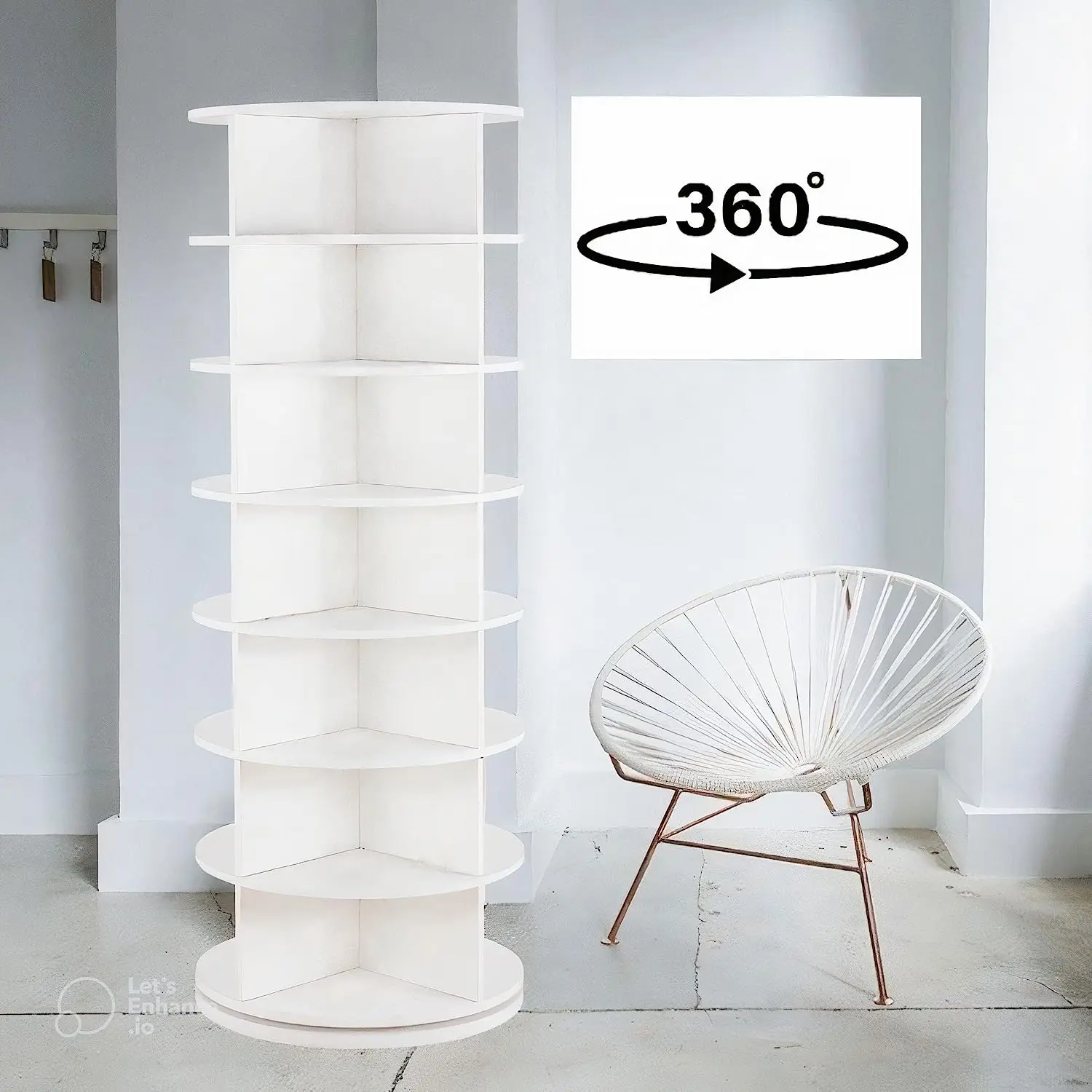 Smart Intelligent Hallway Full Height 360 Degree Rotating Rotary DIY Wood Shoe Rack Cabinet Rotating With Mirror Door