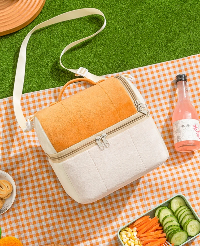 Personalized Bento Bag, Double Layer Thickened Insulation Bag, One Shoulder Convenient Storage Large Capacity Picnic Bag