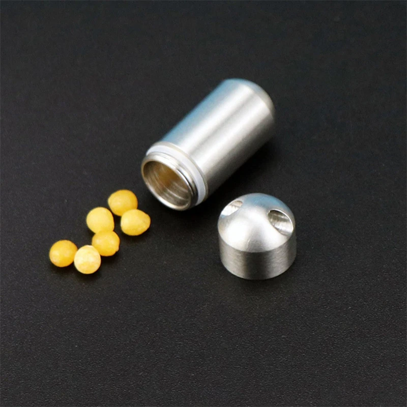 New Mini Waterproof Stainless Steel Sealing Bottle Outdoor EDC Survival Pill Box Container Casule Pill Bottle Tank Case