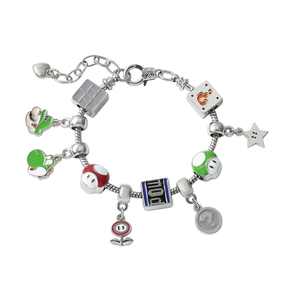 

Super Mario Bracelet Charm Anime Figures Mario Yoshi Alloy Bracelet Jewelry Fashion Kawaii Toys Gifts DIY Bangle for Women Men