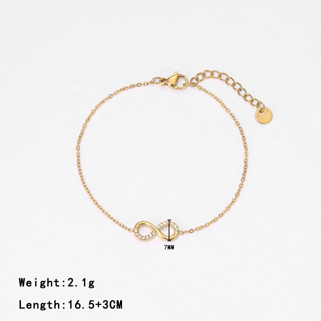 אופנה חדשה שיני זירקון צמיד לאינסוף לנשים צמיד נירוסטה ללא קישוט תכשיטים עמיד למים