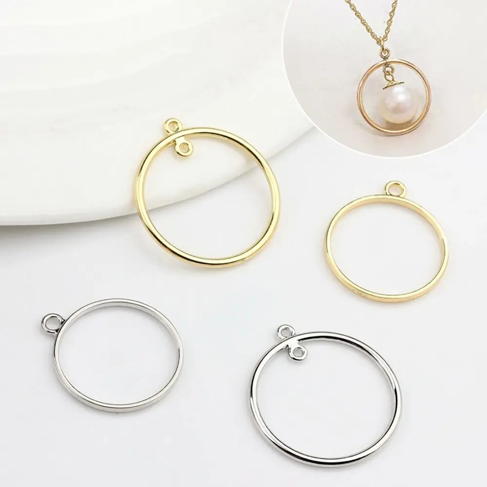 

10pcs/lot Zinc Alloy Charms Bezel Fashion Hollow Silver Color Metal Frame Pendant Round Circle Diy Earrings Accessories