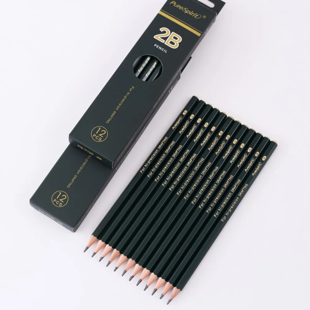 12pcs 2B Graphite Professional Drawing Pencils Sketch Pencil Black Lead Pencils for Sketching 2