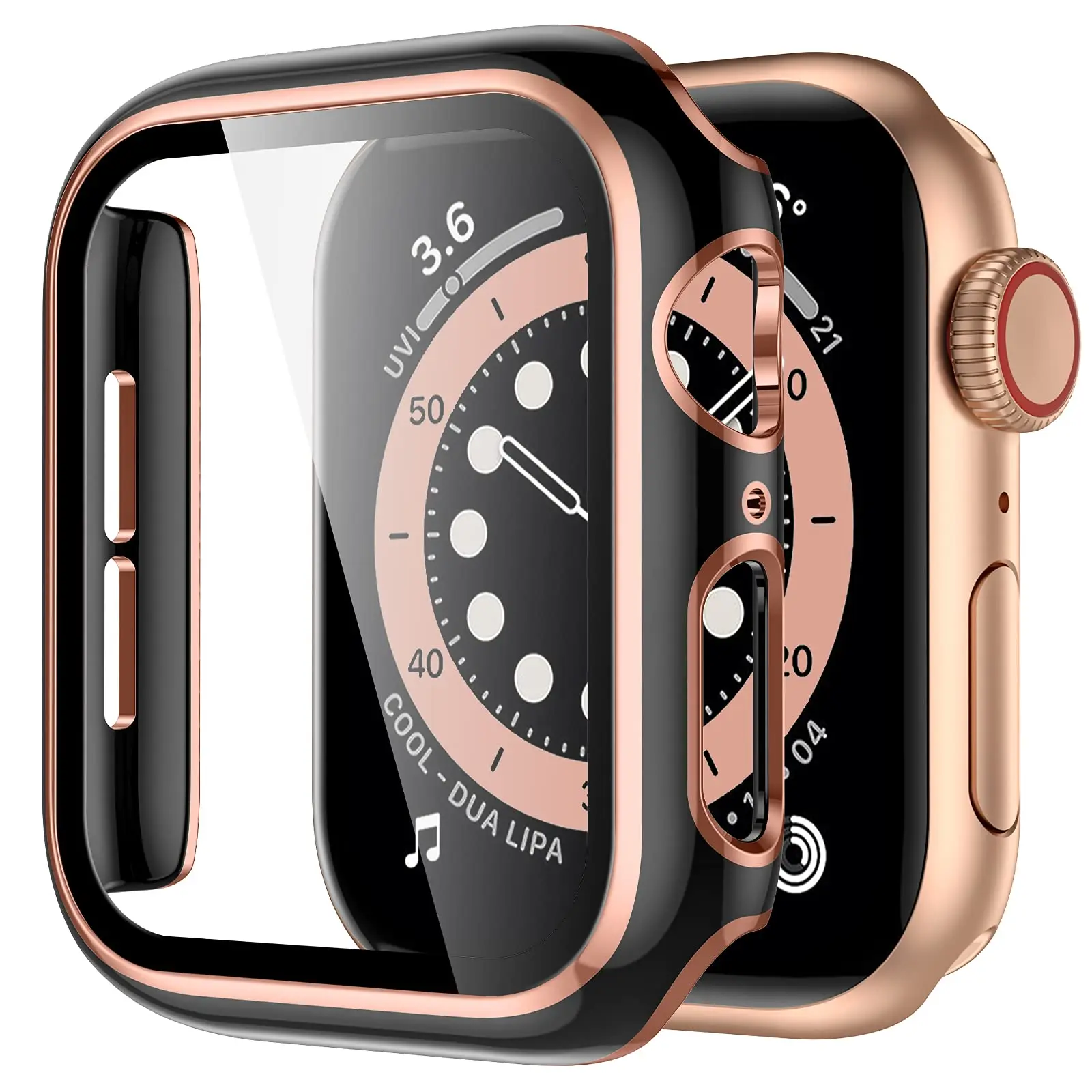Premium Tempered Glass Screen Protector with PC Bumper Case for Apple Watch - Full Coverage Series 6/5/4/3/2/SE