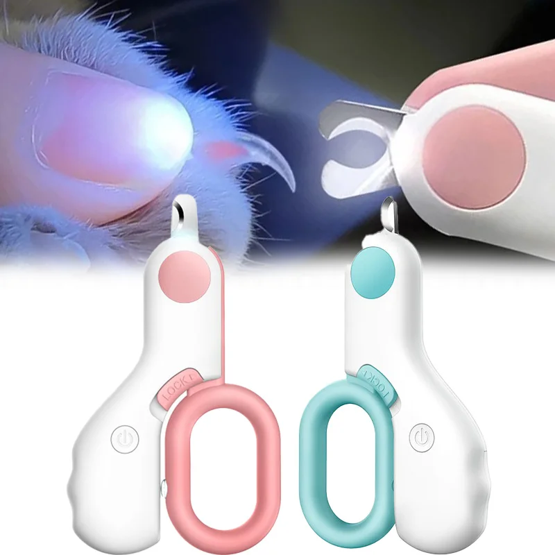 Cat Nail Clipper with Light Equipped with A Safety Lock Animal Care and Beauty Tools LED Light Pet Nail Clipper Pet Foot Hair Tr