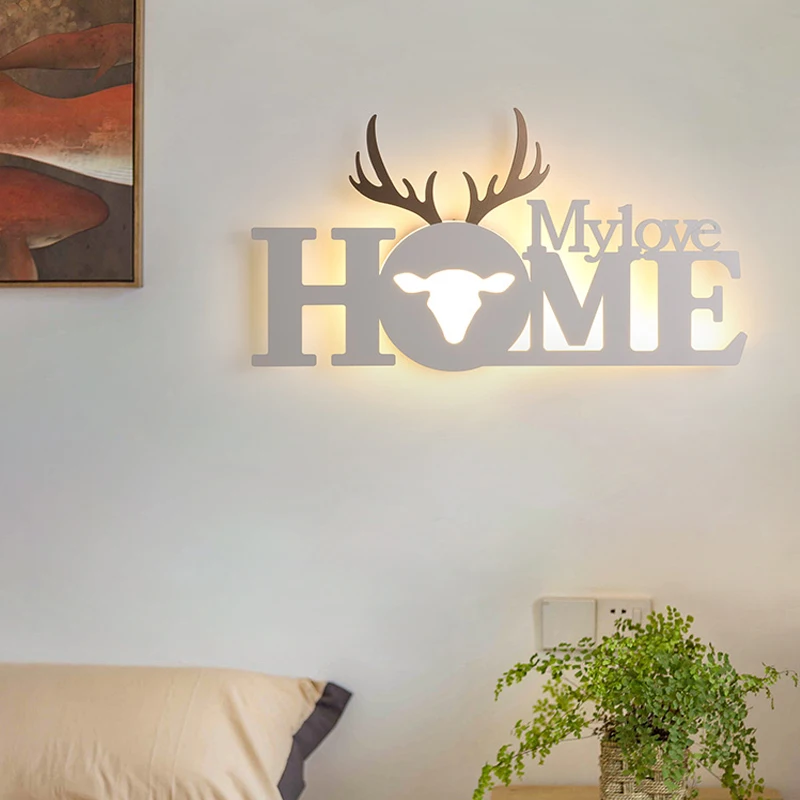 

Home deco letter shape LED Wall Light Children Sconce kid Wall Lamp Nordic Modern Bedroom Bedside Stair Corridor porch Lighting