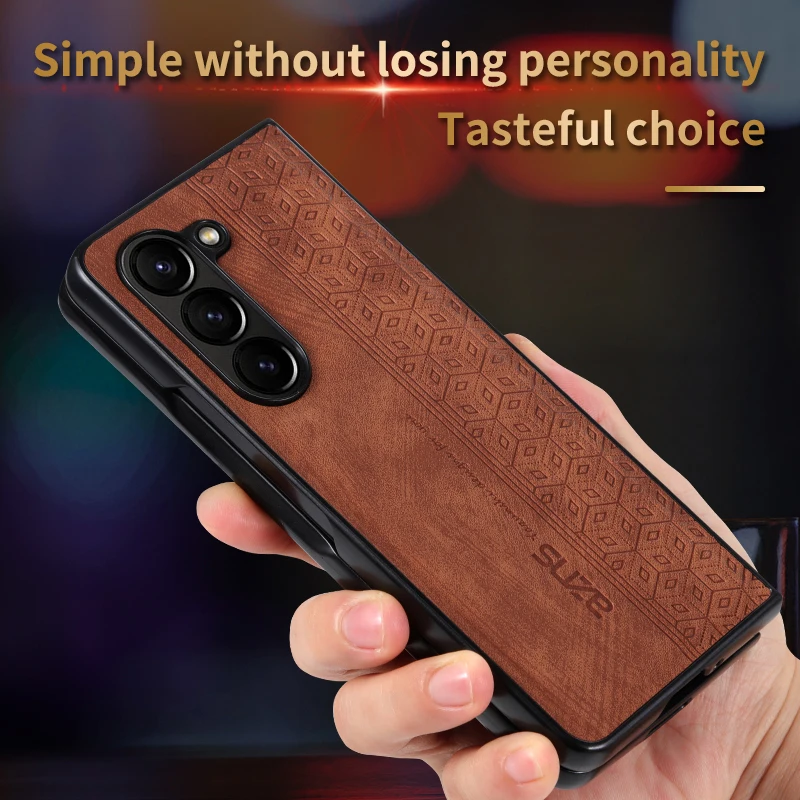 Per Samsung Galaxy Z Fold 6 Case Luxury Pu Leather Texture Skin Protect Cover Posteriore Sottile Per Custodie Per Telefono Samsung Z Fold6
