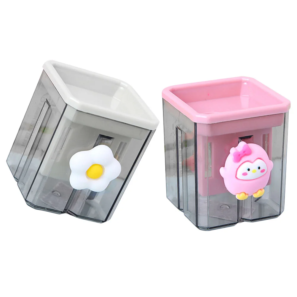 2 Pcs Double Hole Pencil Sharpener Pencils for Kids Small Manual Sharpeners Lead