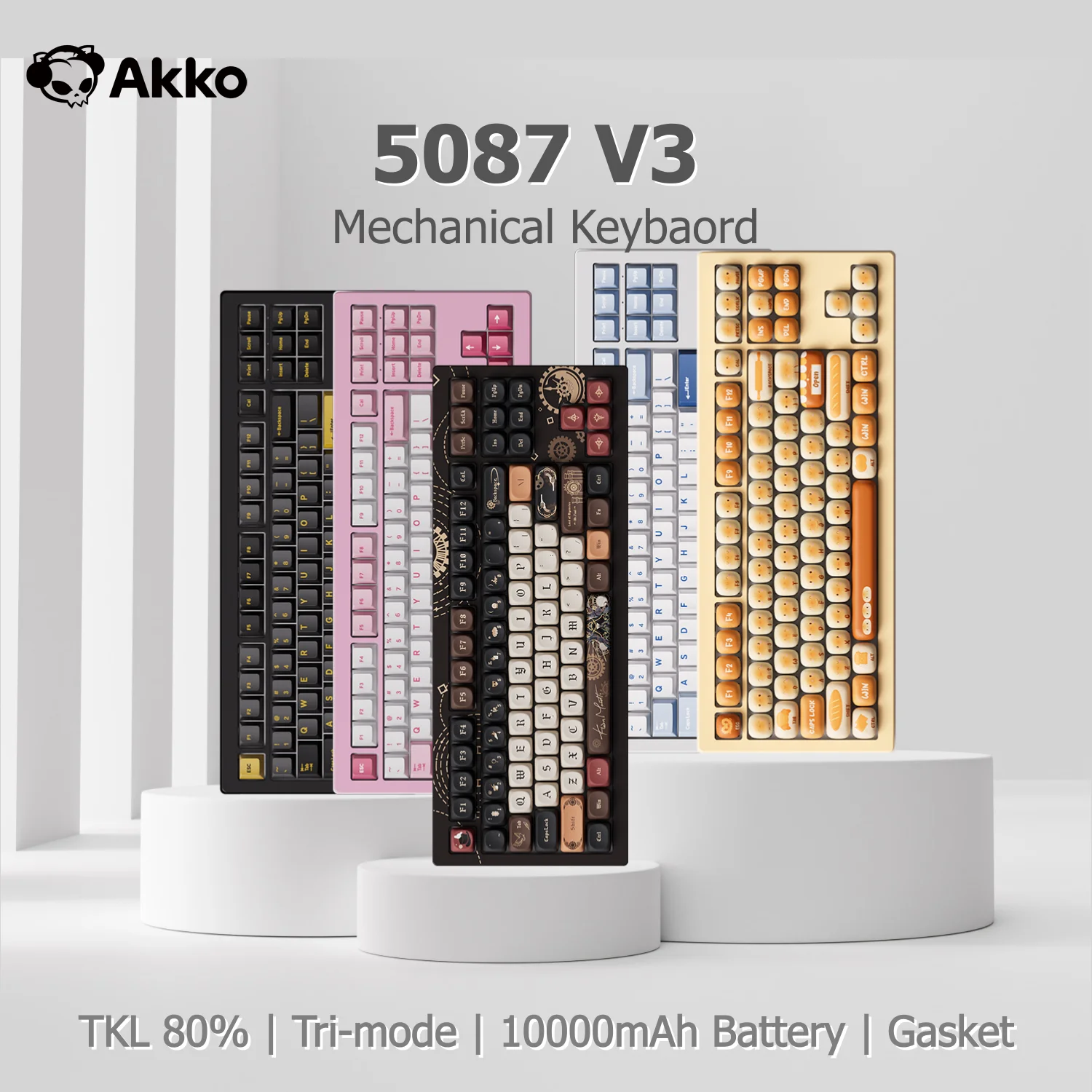 아코 5087 V3 키보드 80% TKL 레이아웃 ANSI-US 핫스왑 RGB USB 타입-C/2.4g&BT5.0 트리모드 커스텀 게이밍 기계식 키보드
