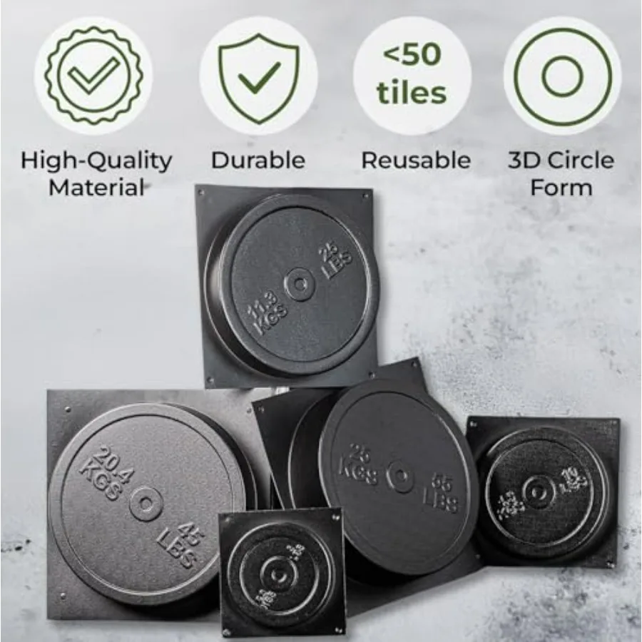 DIY Concrete Weight Mold Set - 5 pcs ABS Plastic 2mm Thick - Dumbbell & Barbell Weight Plates