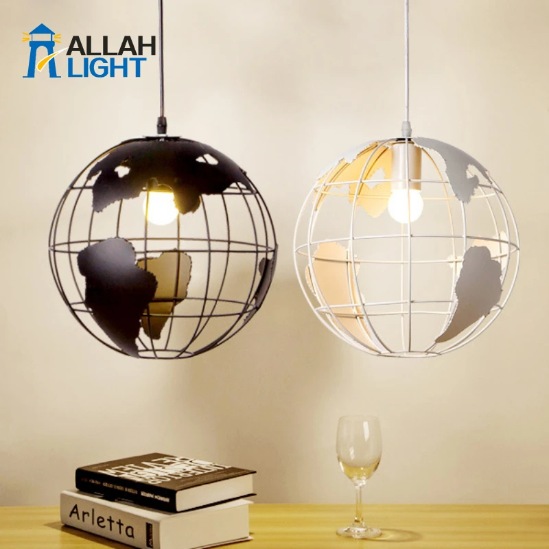 

Nordic Modern Globe Pendant Lamp Creative Earth Shape Hanging Light White Black Living Parlor Decoration Light