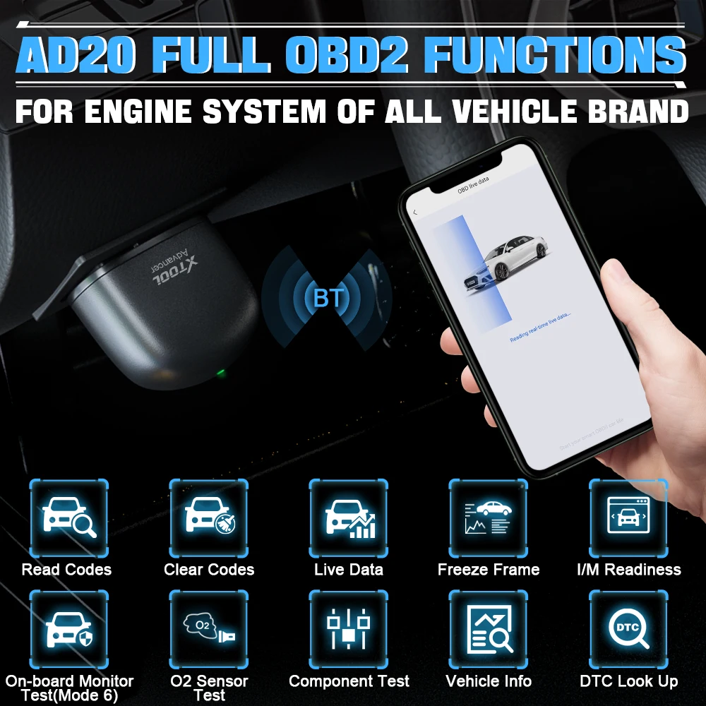 XTOOL AD20 Bluetooth Auto OBD2 Scanner 2025 Code Reader OBD 2 Diagnostic Tools Read fault code Engine Diagnosis Free Application 3