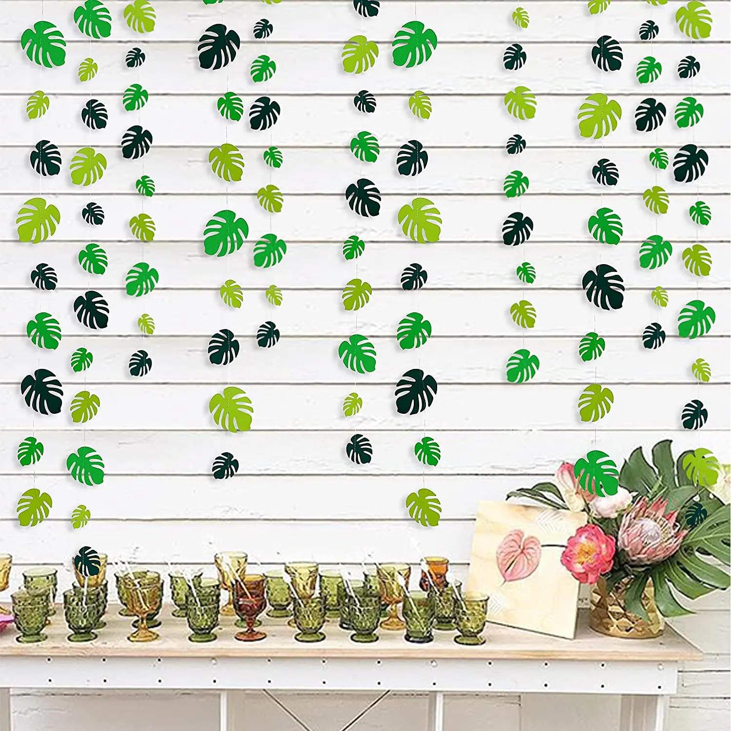 Tropical Hawaiian Sommer Obst Geburtstag Banner Dekorationen Ananas Erdbeere Grün Blatt Girlanden Pool Party Geburtstag – Detail 7