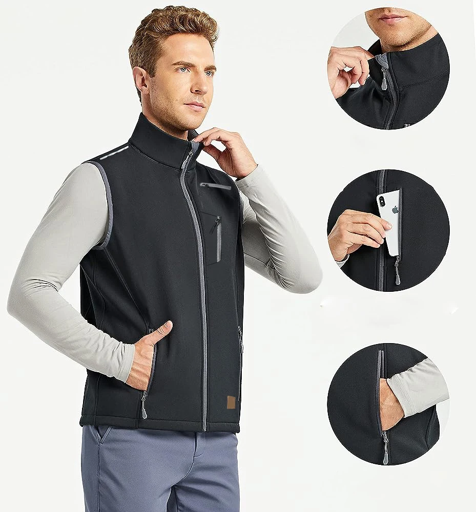 남성용 야외 하이킹 조끼 양털 Softshell 스포츠 겨울 열 따뜻한 조끼 방수 방풍 낚시 여행 골프 조끼