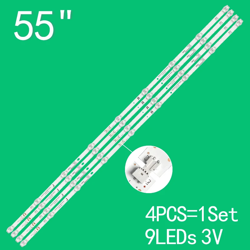 4PCS 9LEDs 3V 1028mm For 55