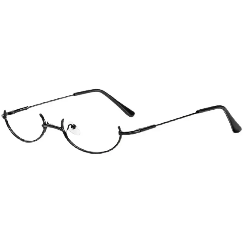 Fashion Eyeglasses Metal Frame Half Without Lens Girls Cosplay Party Decoration Y2K Photography