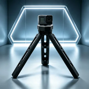 Treppiede per Fotocamera Tascabile, Resistente, in Alluminio Nero, Supporto Regolabile per Riprese Video in Viaggio e all'Aperto