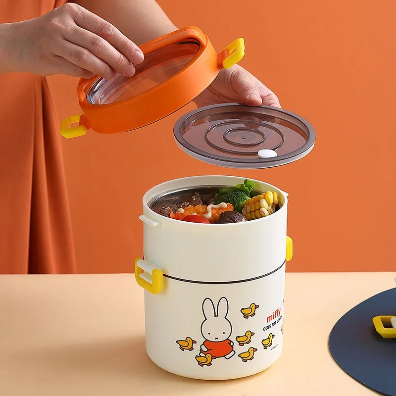 Miffys Rotundity Single and Double Layer 304 Stainless Steel Lunch Box Cartoon Children Adult Bento Box Student Lunch Box miffys rotundity single and double layer 304 stainless steel lunch box cartoon children adult bento box student lunch box