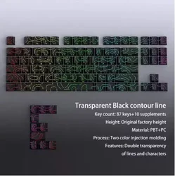 Enhanced Side Glow Light Mechanical Keyboard Keycaps with Original Factory Height (98keys Black)