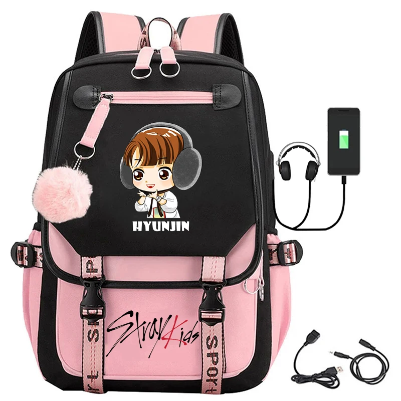 

Korean Stray Kids Print Teenager Laptop Backpack Women Canvas School Bag High Quality Student Backpacks Girls Fashion Schoolbag