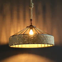 Classical Hemp Rope Pendant Hanging Lamp Lustre for Ceiling Chandelier Classic Retro Antique Industrial Iron Dining Room Light 1