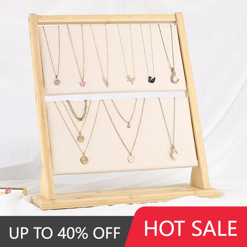 Bamboo Jewelry Box Display Stand Rack for Necklace Earring Pendant