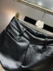 PREPOMP 2024 Spring New Collection Fake Pockets Design Black Slim Pu Leather Shorts Women GP232 3