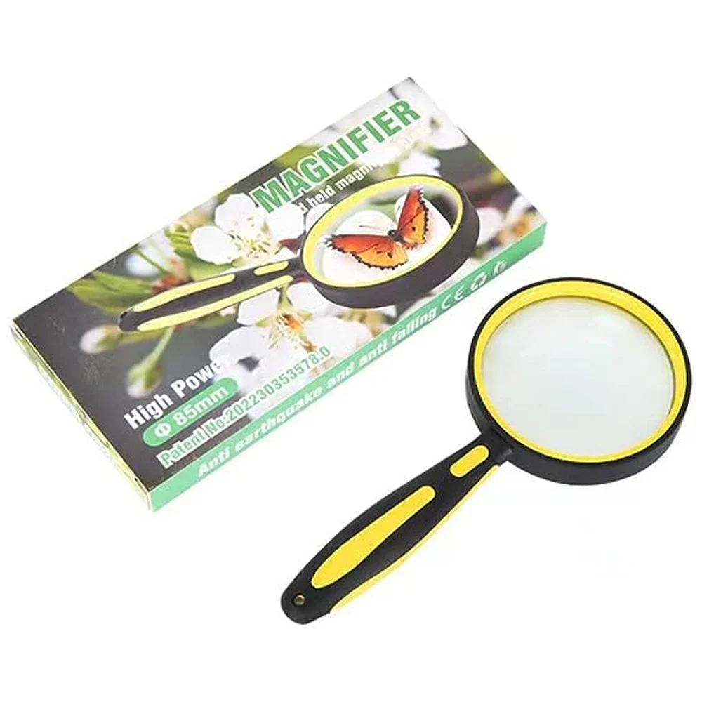 Magnifying Glass 6-10X Kids Magnifying Glass with Non-Slip Rubber Handle for Seniors Reading Kids Nature Exploration