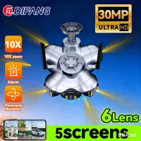 IP-камера DIFANG, 30 МП, Wi-Fi, 6-объектив, 5-экранный дисплей, 10-кратный зум, автоматическое отслеживание PTZ, наружное беспроводное видеонаблюдение